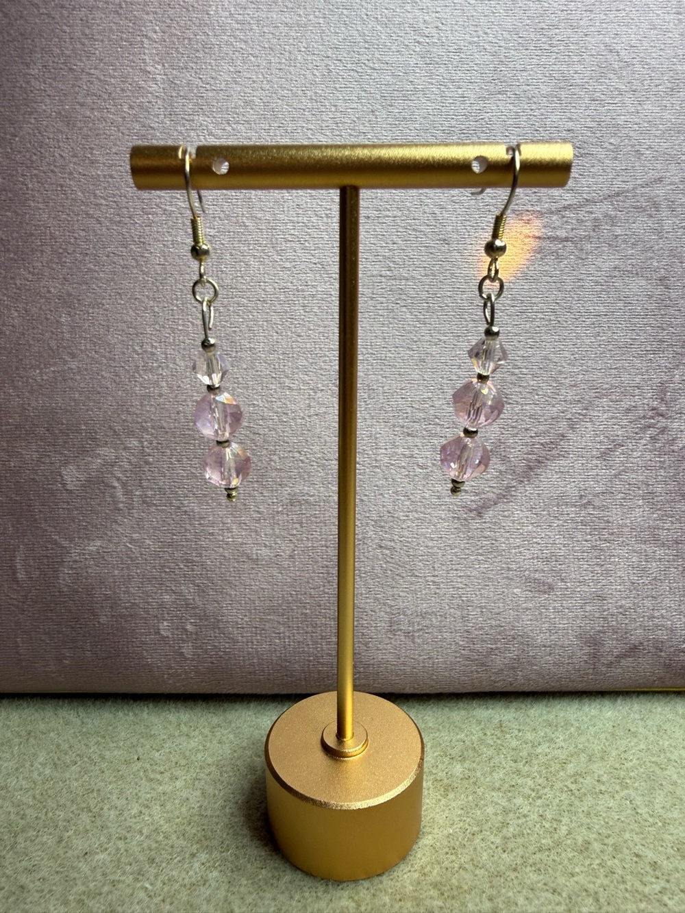 Multi Color Pink Swarovski Drop Earrings Handmade NWT